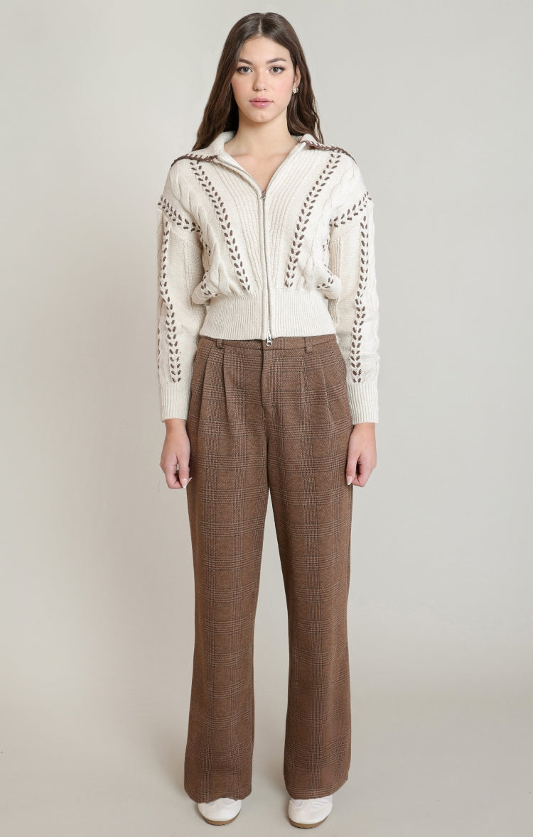 Dex Houndstooth Straight-Leg Pants