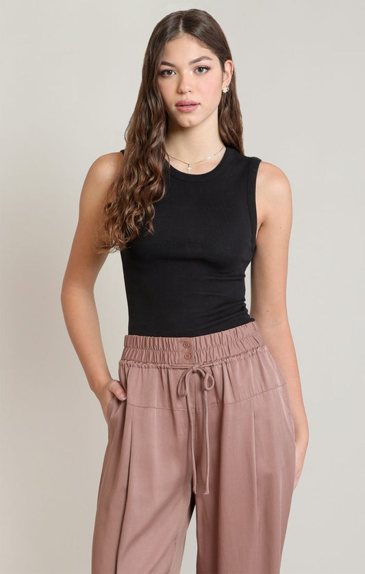 High Neck RIbbed Tank