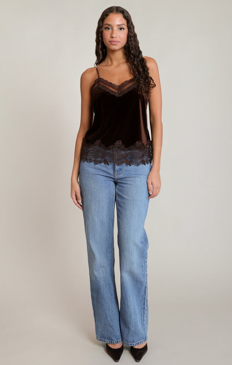 Dex Velvet Lace Trim Cami