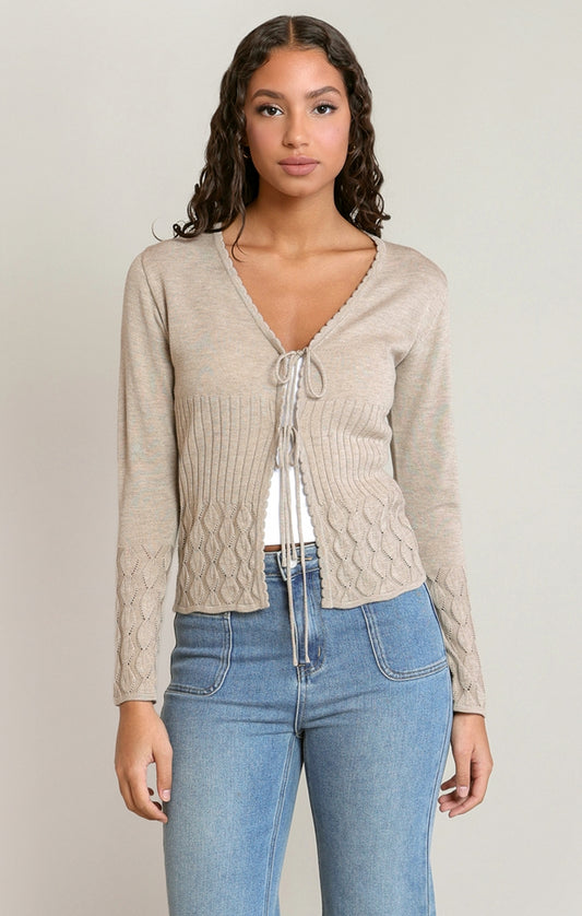 Women's Lightweight Tie-Front Knit Cardigan