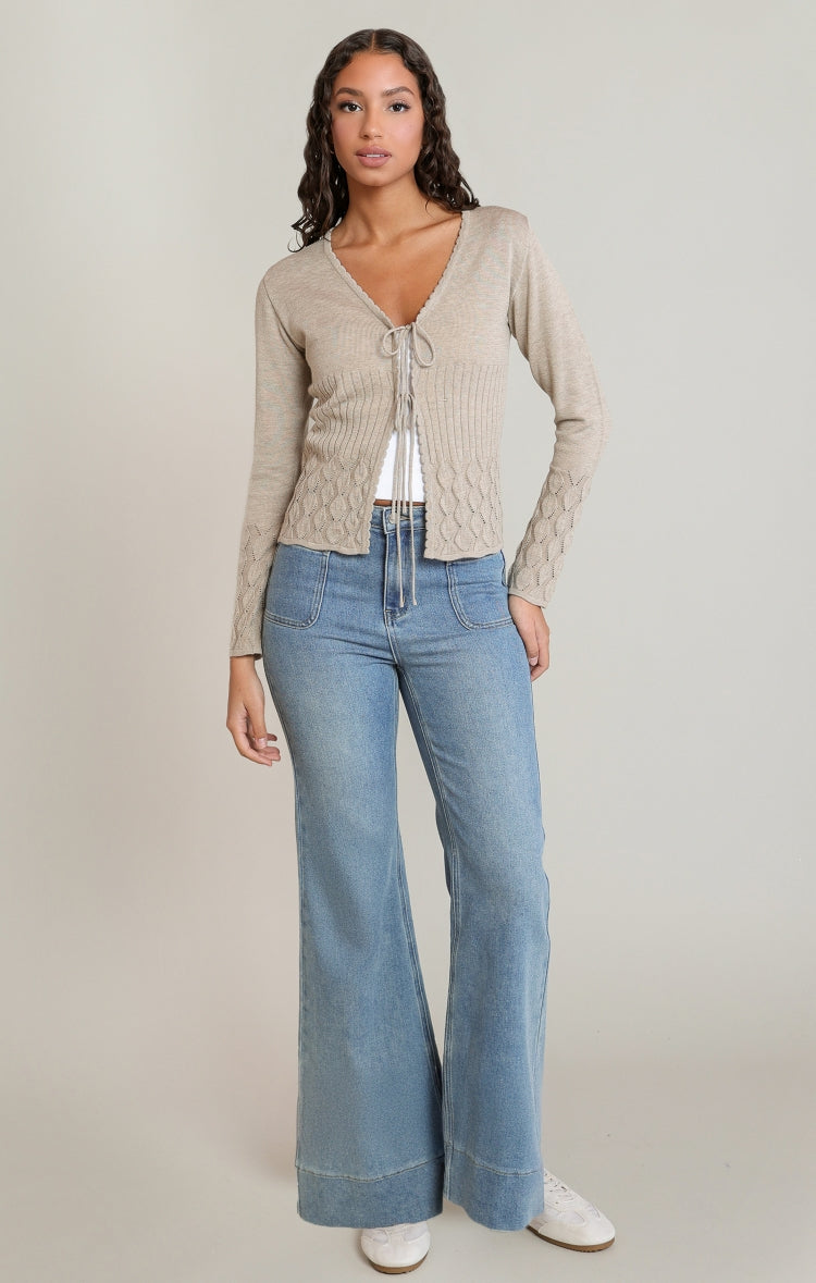 Women's Lightweight Tie-Front Knit Cardigan