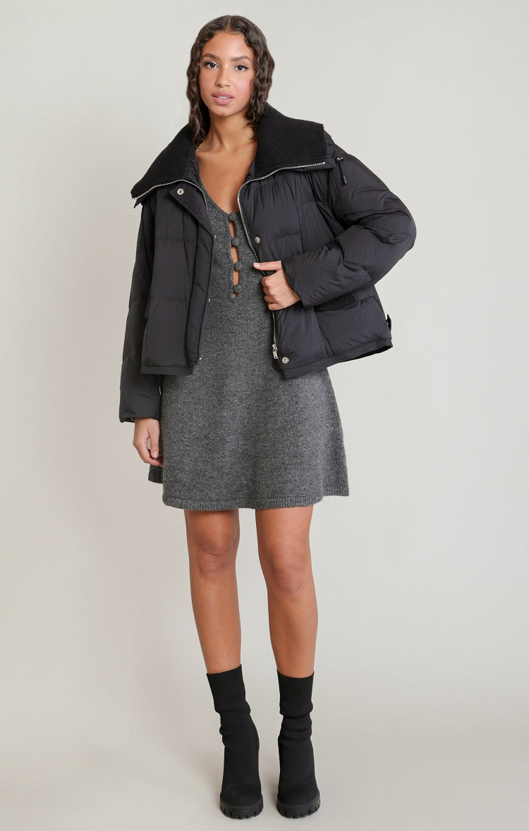 Dex Quilted Puffer Jacket with Knit Collar