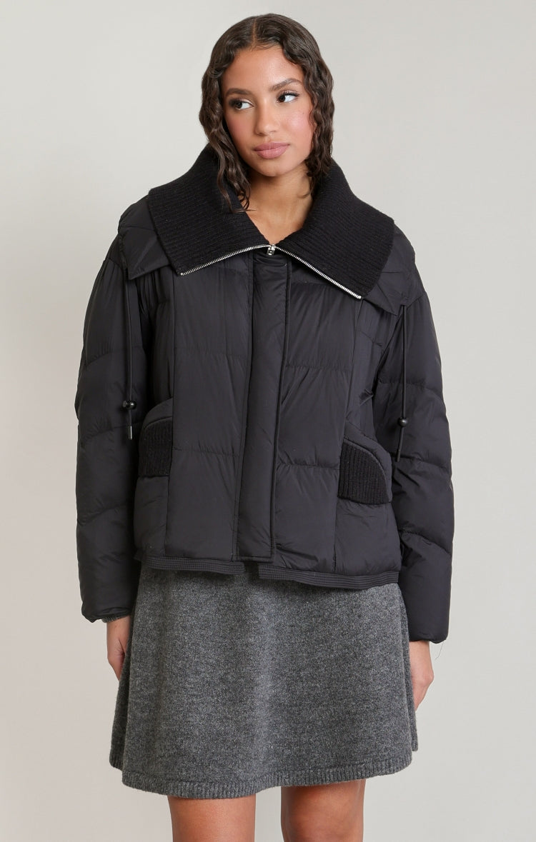 Dex Quilted Puffer Jacket with Knit Collar
