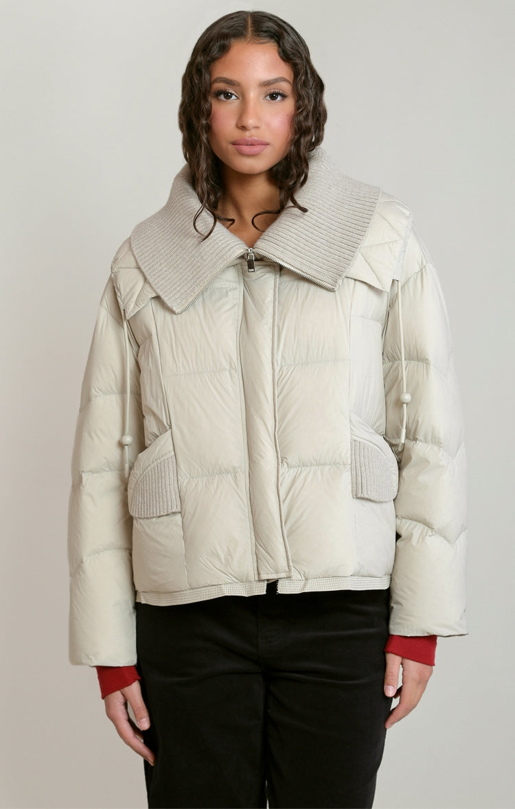 Dex Quilted Puffer Jacket with Knit Collar