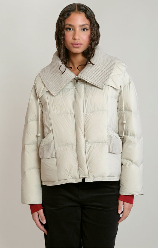 Dex Quilted Puffer Jacket with Knit Collar