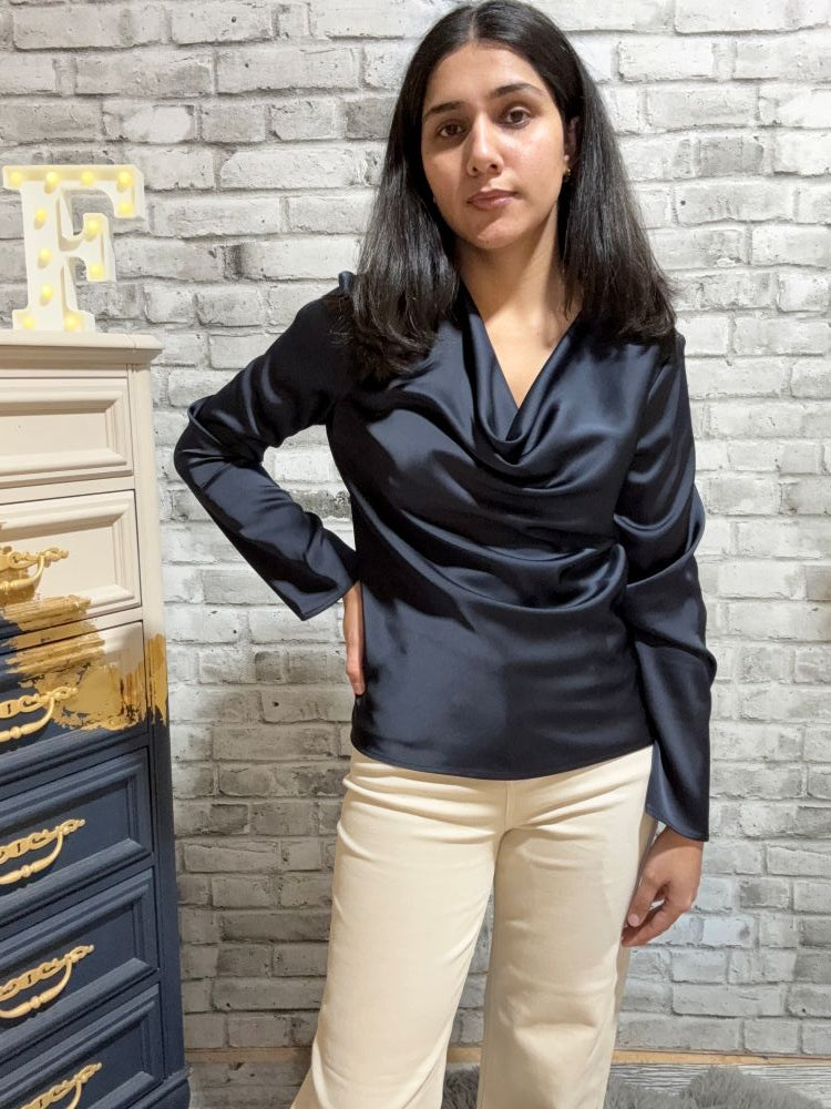 Cowl Neck Long Sleeve Pullover