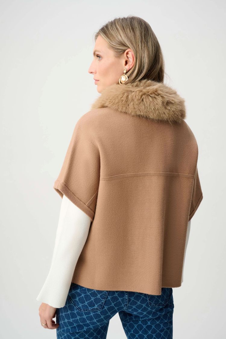 Short Cape With Faux Fur Collar