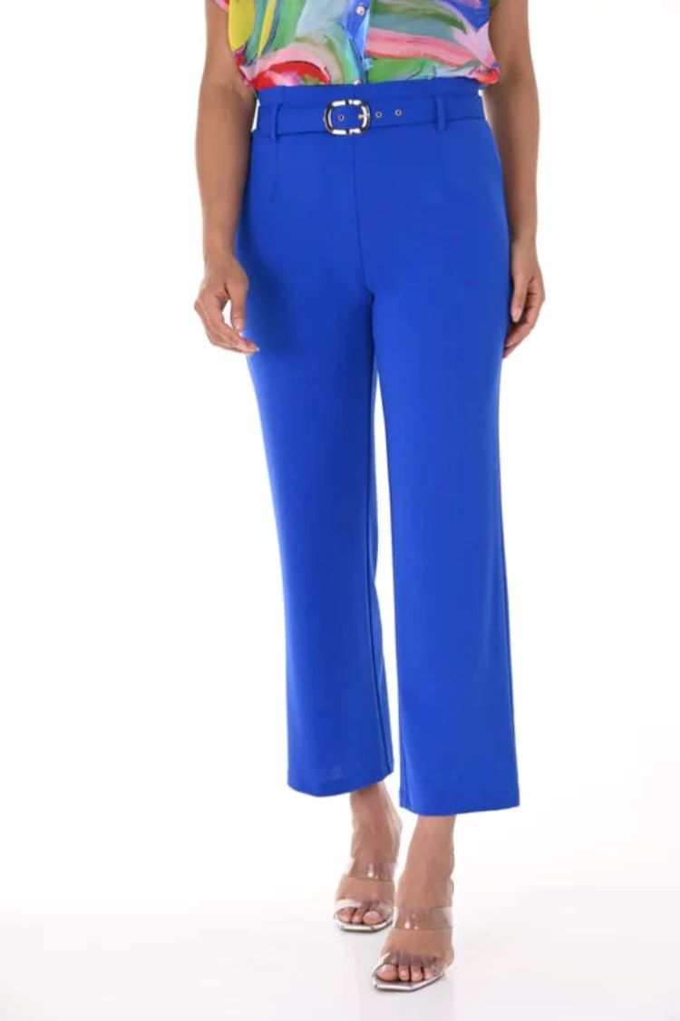 Frank Lyman Style: 246125 blue belted dress pants front view