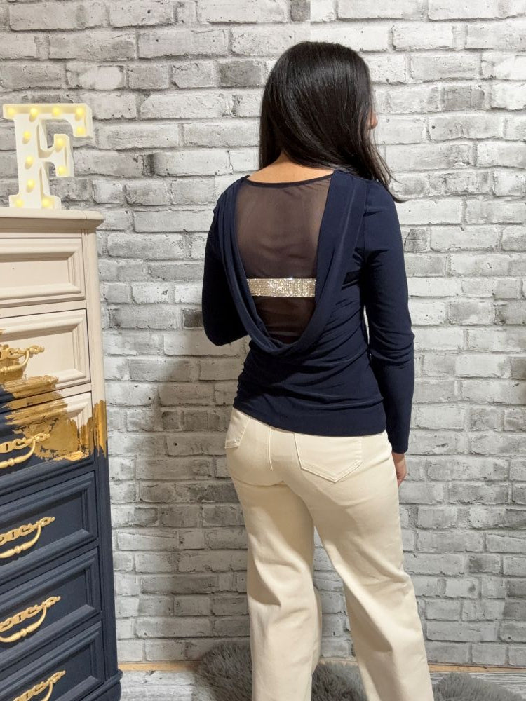 Long Sleeve Mesh Back Top