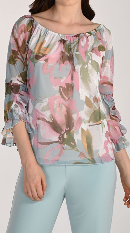 3/4 Sleeve Floral Top