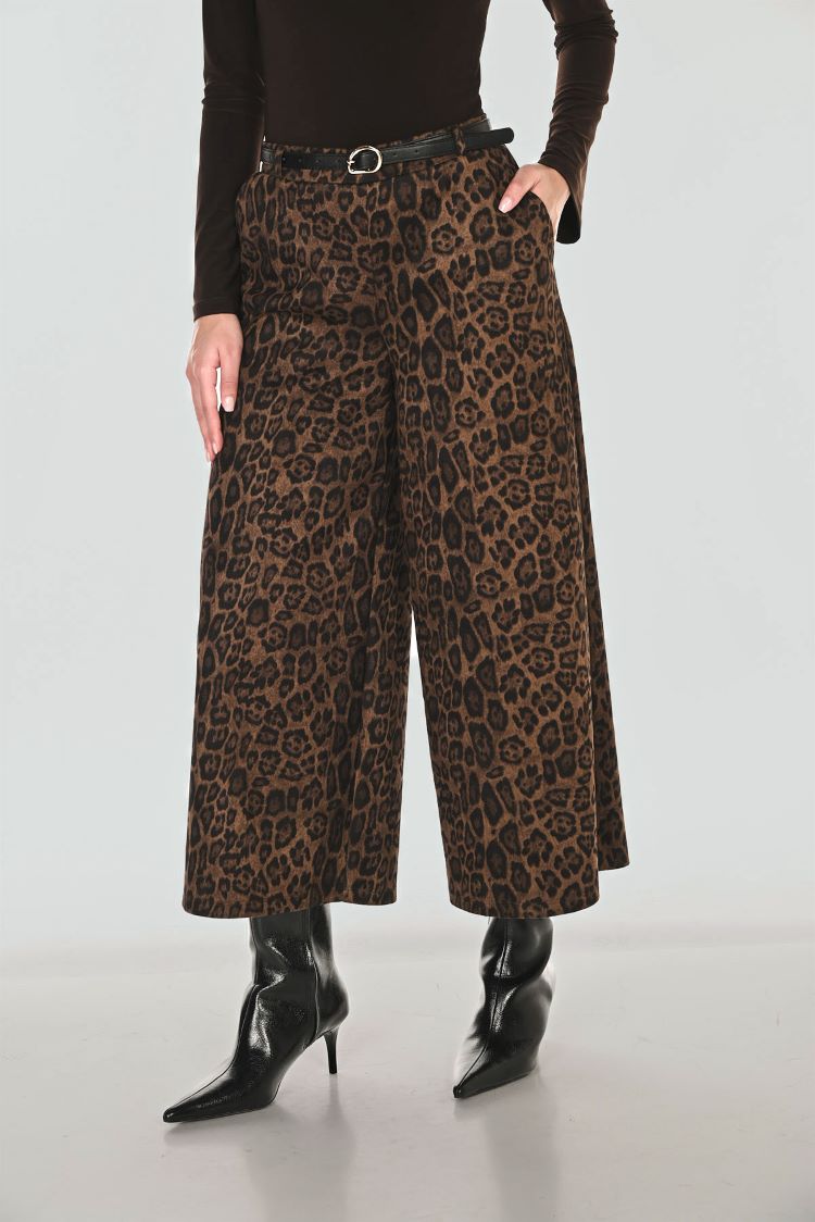 Animal Print Wide Leg Trousers