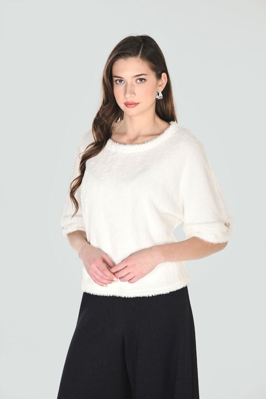 Embellished Fuzzy Pullover