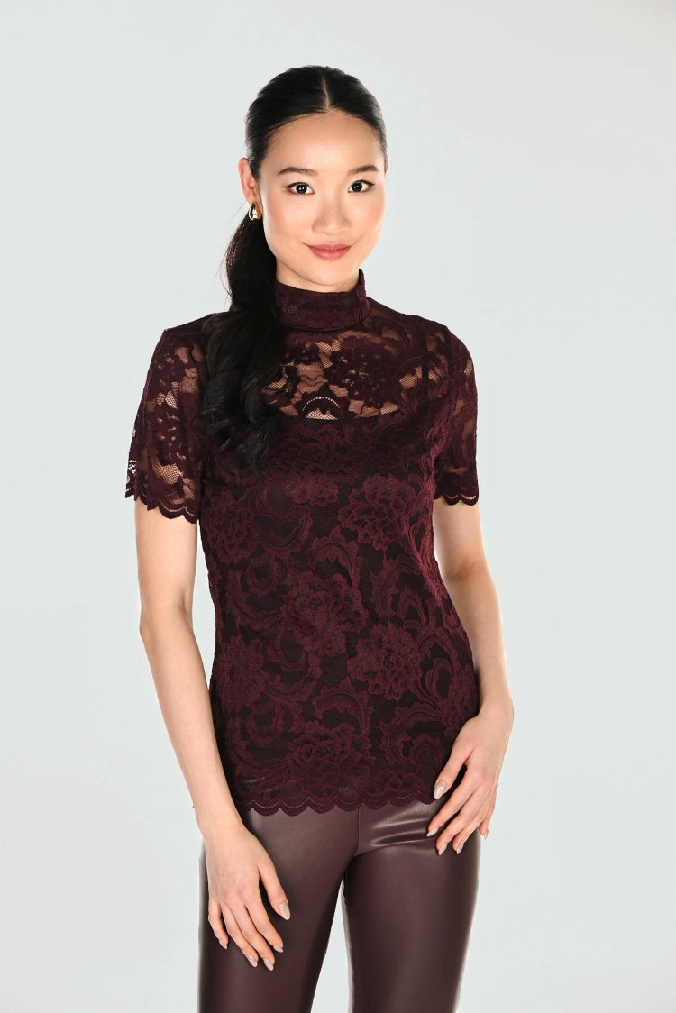Frank Lyman Floral Lace Embellished Top