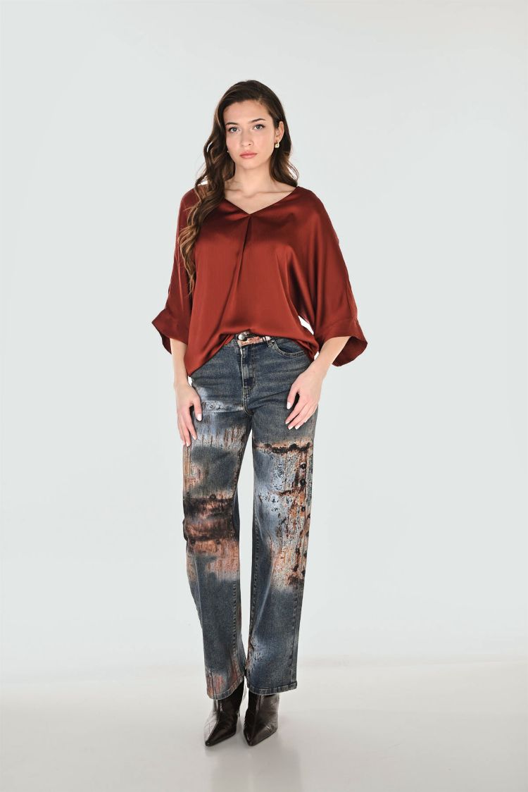 V-Neck Satin Blouse