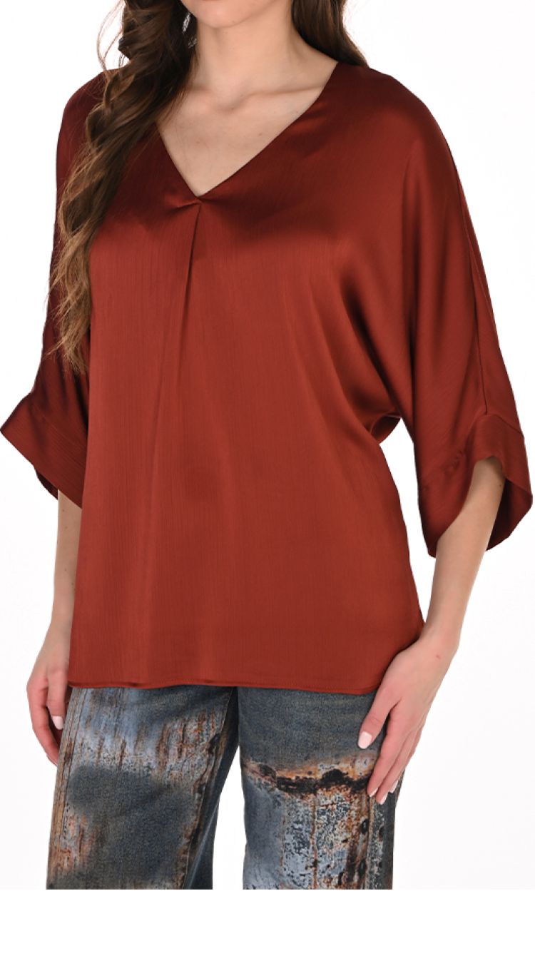 V-Neck Satin Blouse