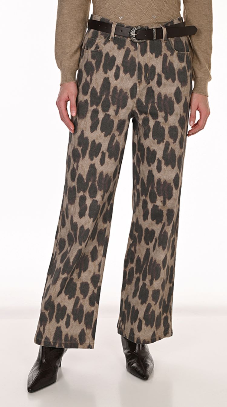 Leopard Print Belted Trousers