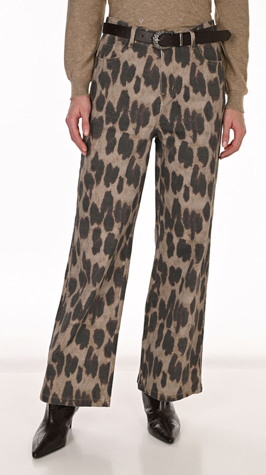Leopard Print Belted Trousers