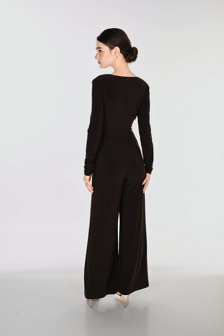 Frank Lyman V-Neck Button Detail Jumpsuit