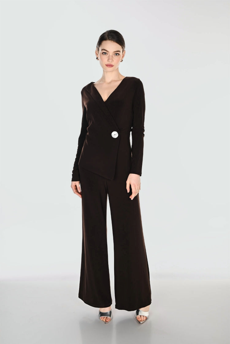 Frank Lyman V-Neck Button Detail Jumpsuit