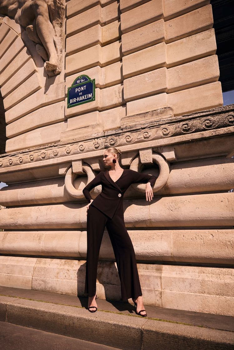 Frank Lyman V-Neck Button Detail Jumpsuit