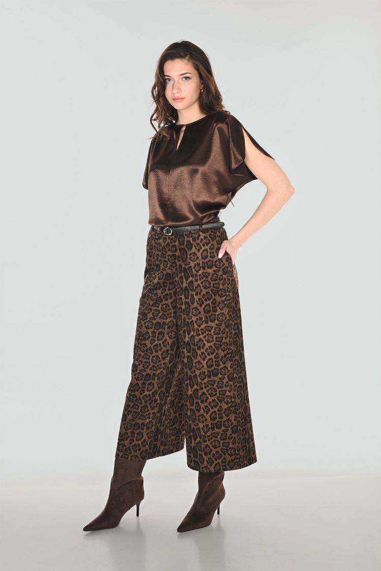 Animal Print Wide Leg Trousers