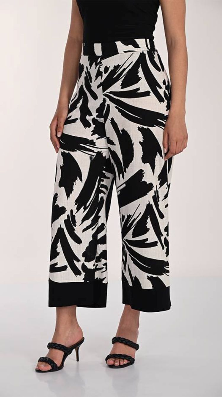 Print Wide Leg Cropped Pants