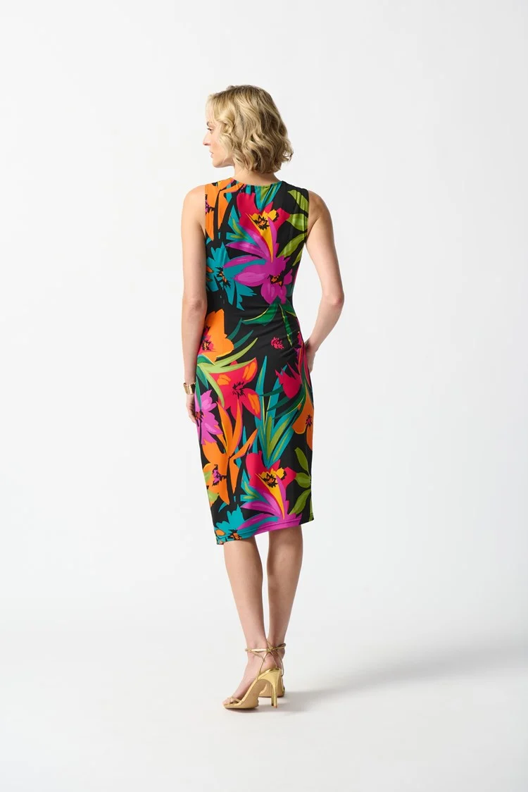 Tropical Print Wrap Front Dress