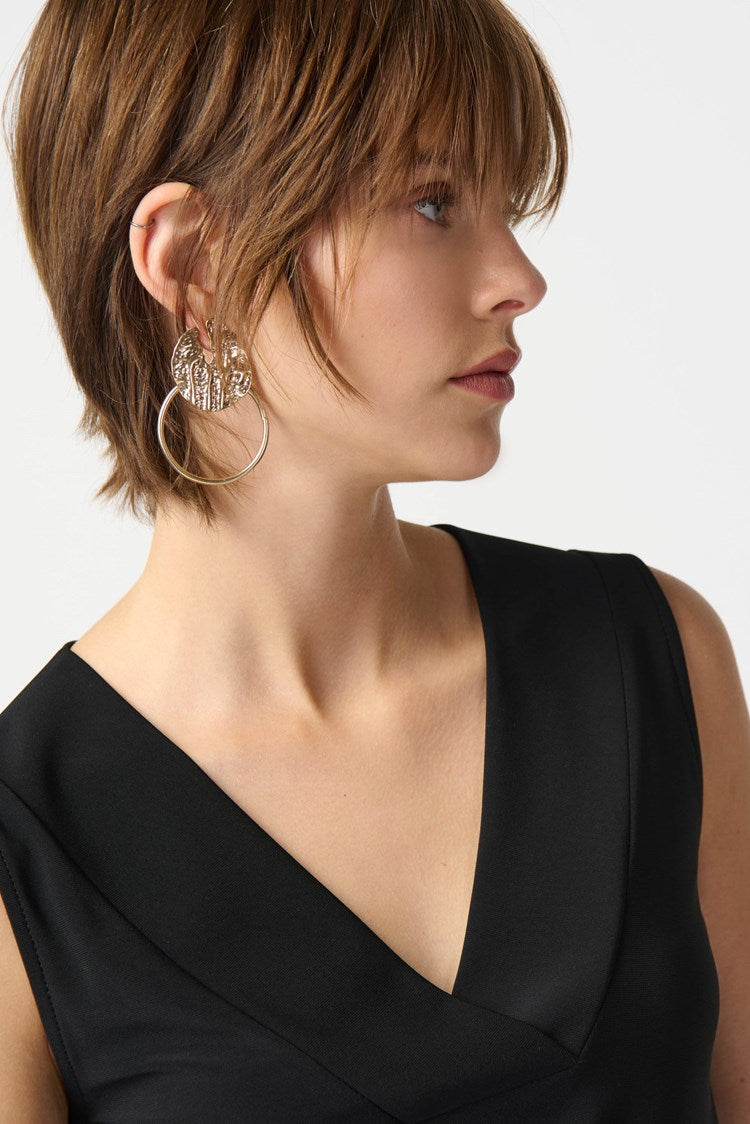 ﻿Joseph Ribkoff Style: 241239, Silky Knit Sleeveless Top, black, detail view