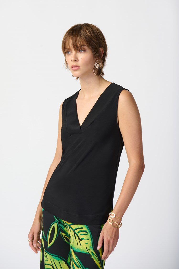﻿Joseph Ribkoff Style: 241239, Silky Knit Sleeveless Top, black, front view