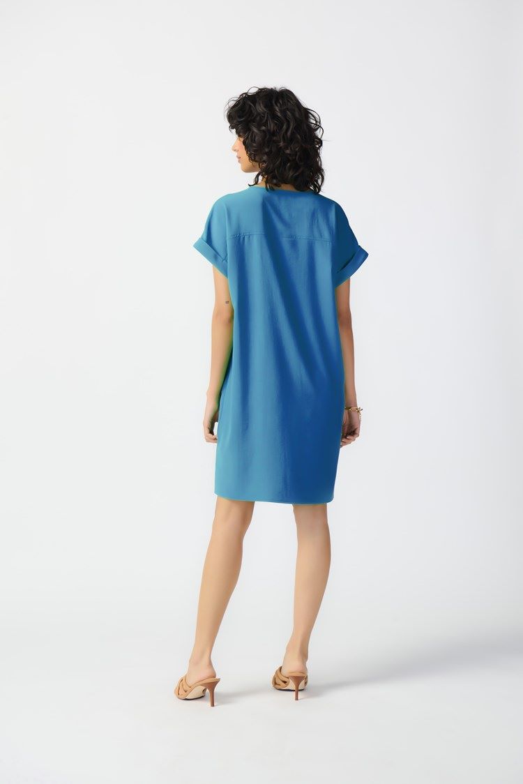 Joseph Ribkoff Style: 241129, Stretch Woven Straight Dress, back view