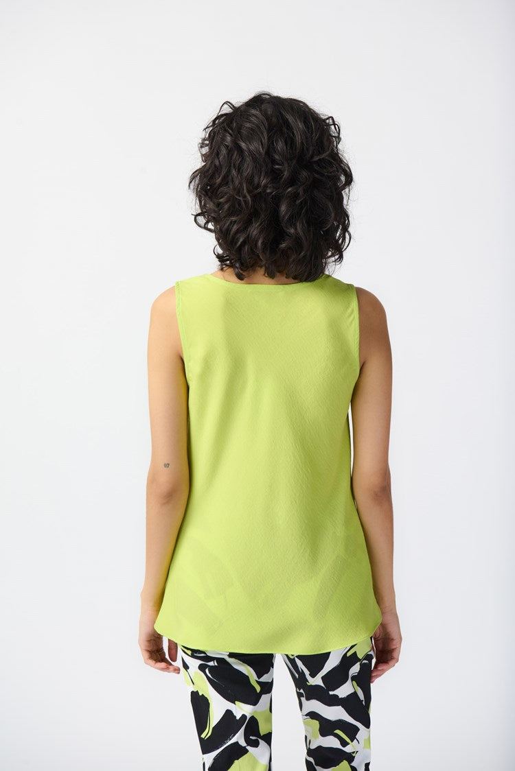 ﻿Joseph Ribkoff Style: 241103, Gauze Sleeveless Top with Cowl Neck, lime, back view
