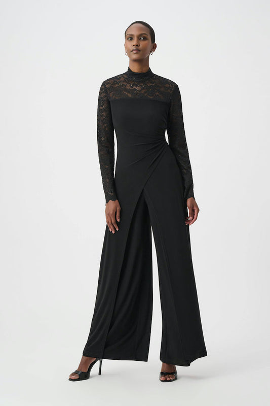 Joseph Ribkoff Lace Sleeve Wide Leg Jumpsuit