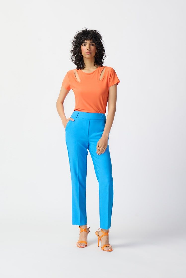 ﻿Joseph Ribkoff Style: 241188 Stretch Slim-fit Pants French Blue Full Body