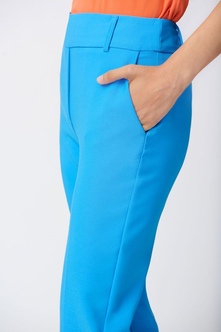 ﻿Joseph Ribkoff Style: 241188 Stretch Slim-fit Pants French Blue Side View