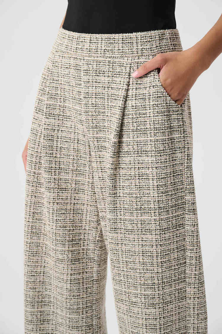 Joseph Ribkoff Plaid Boucle Wide Leg Pants