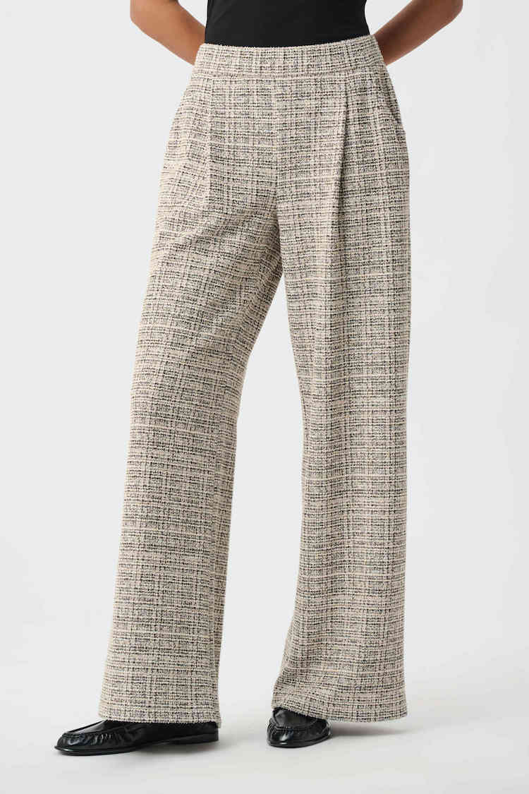 Joseph Ribkoff Plaid Boucle Wide Leg Pants