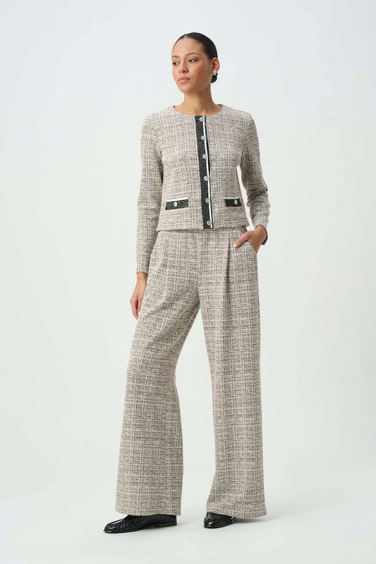 Joseph Ribkoff Plaid Boucle Wide Leg Pants