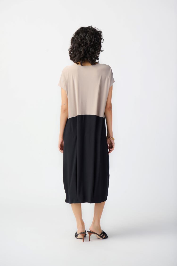 Joseph Ribkoff Style: 241128, Colour Block Cocoon Dress, back view