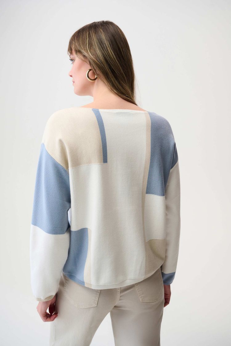 Geometric Boat Neck Pullover