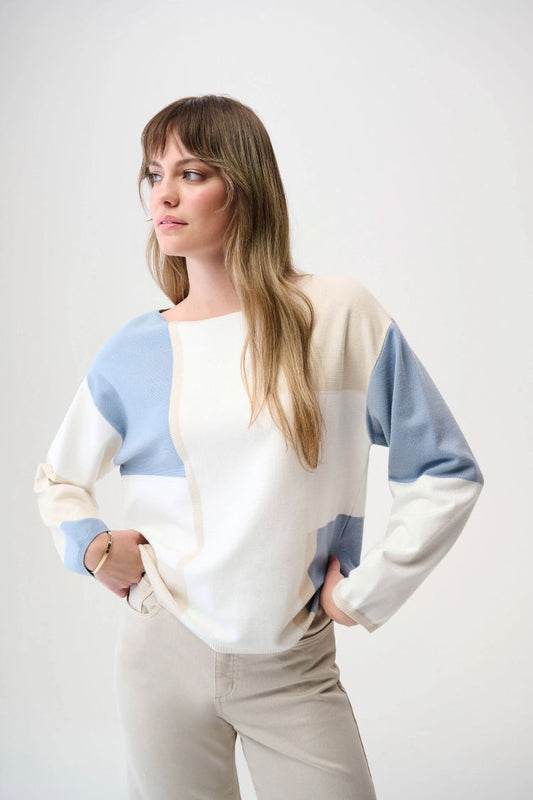 Geometric Boat Neck Pullover