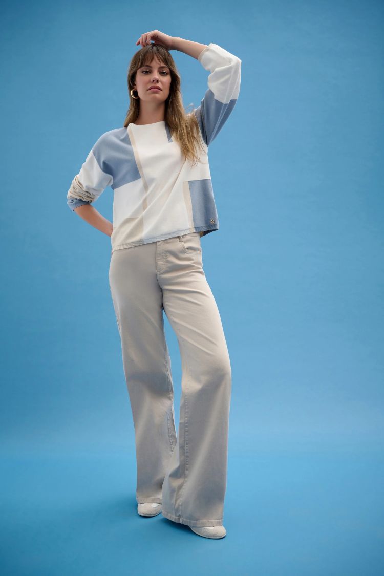 Geometric Boat Neck Pullover