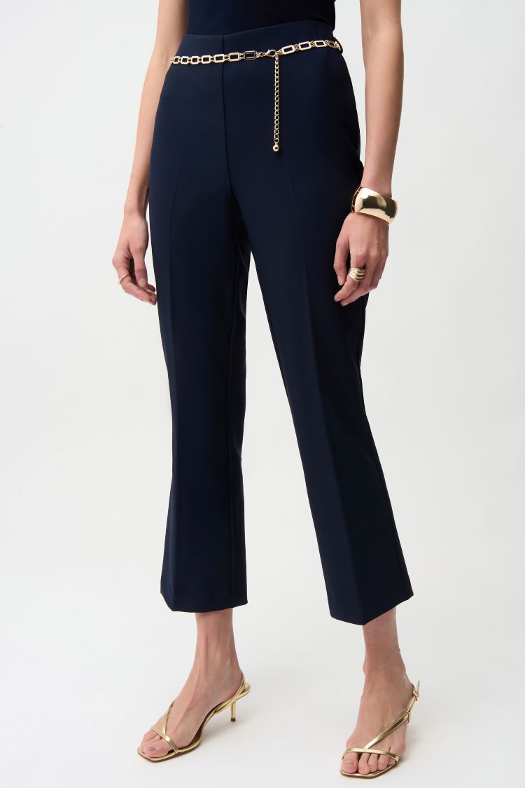 Cropped Pants With Chain Belt