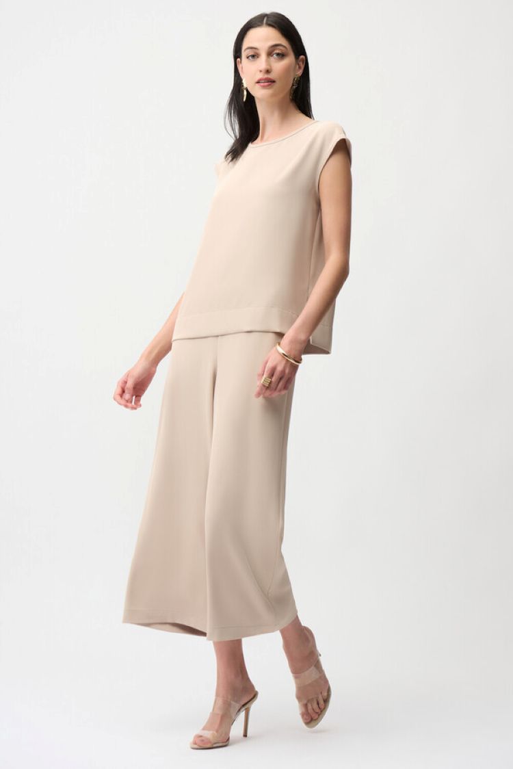 Belted Wide Leg Cropped Trouser