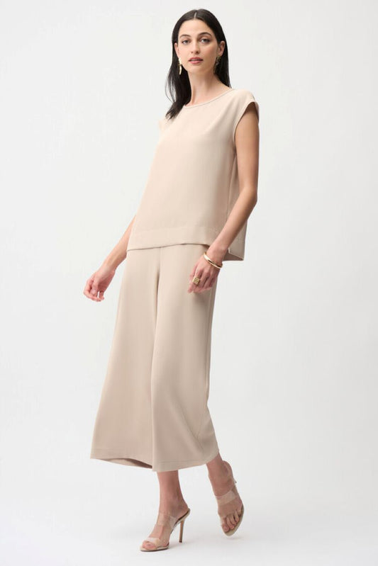 Belted Wide Leg Cropped Trouser