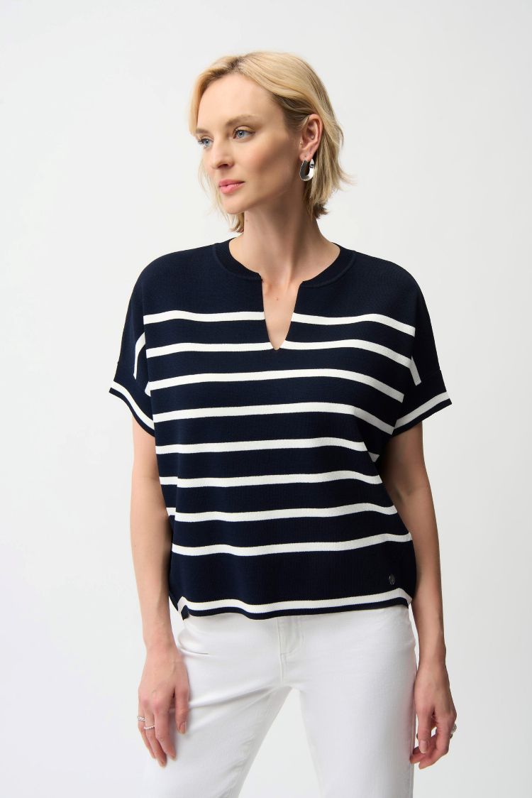 Striped V-Neck Pullover