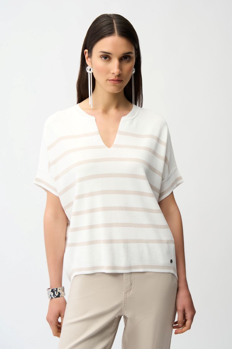 Striped V-Neck Pullover