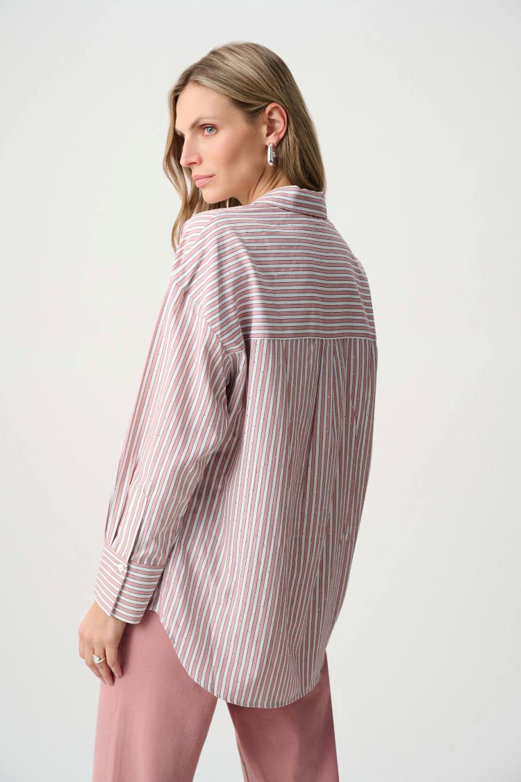 Rhinestone Striped Blouse