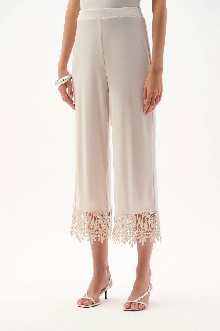 Cropped Culotte Pants With Lace