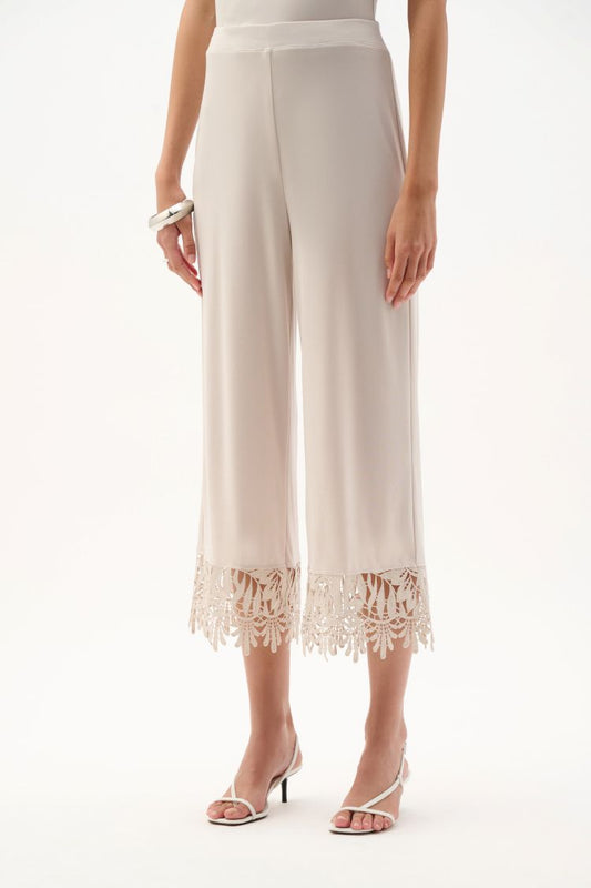 Cropped Culotte Pants With Lace