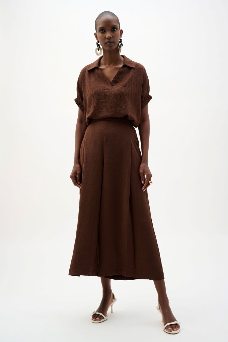 Pull-On Culotte Pants With Pleats